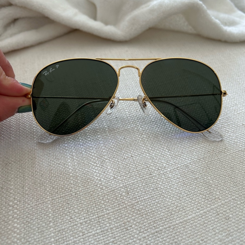 Ray-Ban Gold and Green Aviator Sunglasses